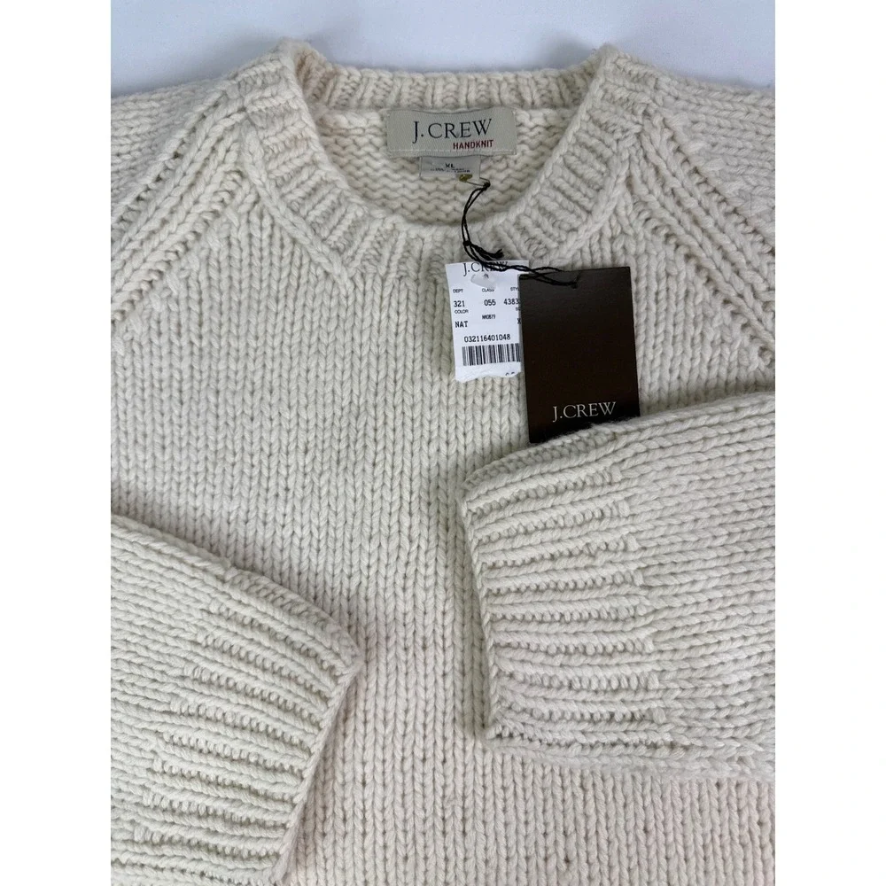 J.Crew Handknit Wool Sweater Mens XL Natural Cream White Chunky Knit 43832
